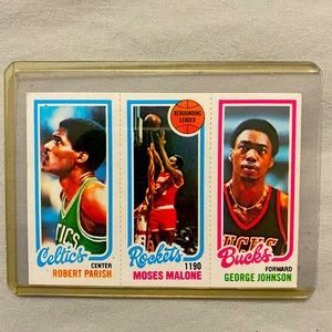 Great condition. NBA stars Robert Parish, Moses Malone, and George Johnson card
